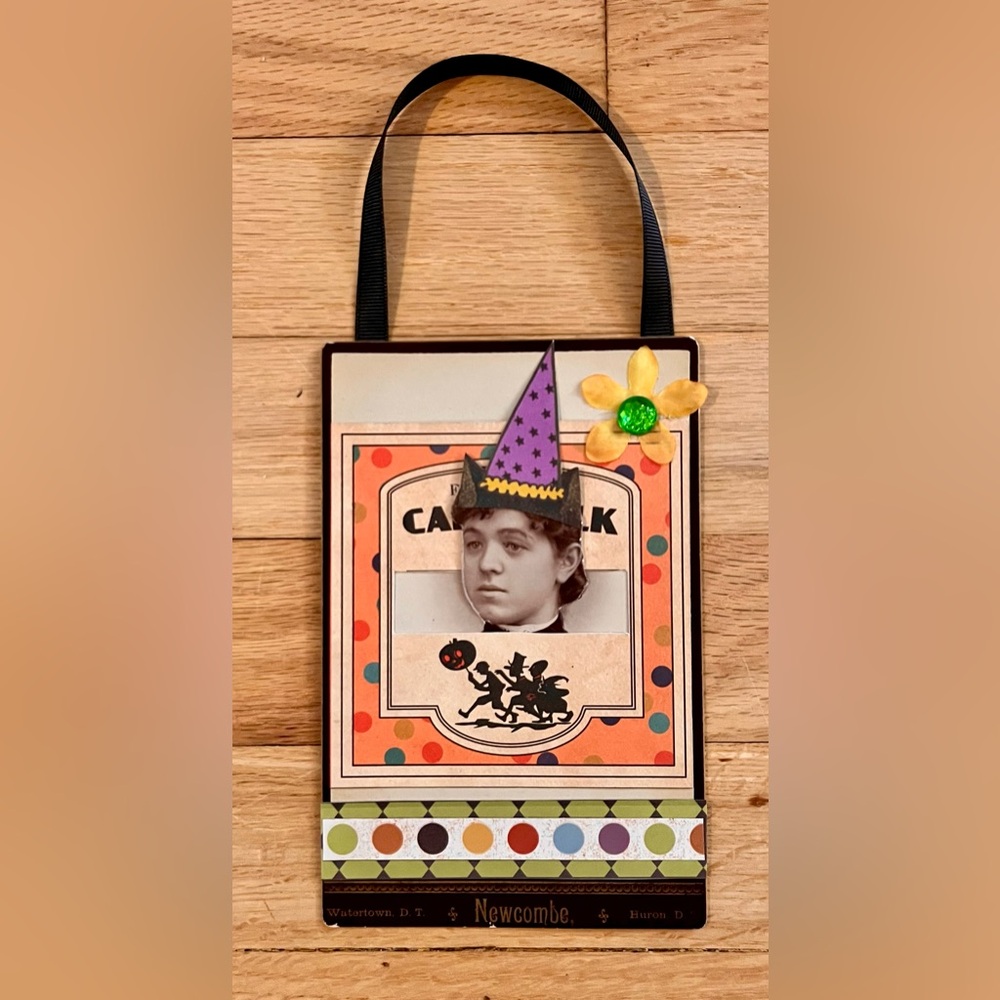Handmade Halloween Witch Antique Photo Art